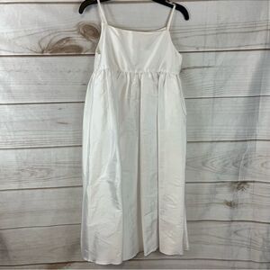 NWOT Girls Us Angel White Lightweight Taffeta Tea Length Dress Silky High Waist